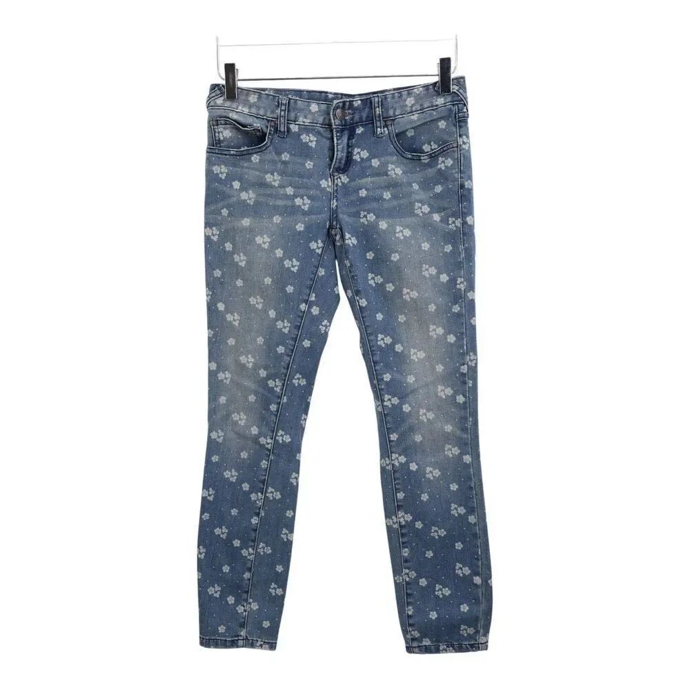 Free People Boho Flower Power Ditzy Floral Low Rise Skinny Jeans Size 28